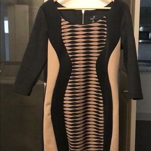 3/4 sleeve color block dress